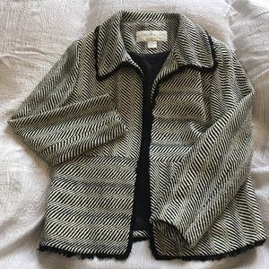 Gorgeous Silk Black & Cream Striped Blazer